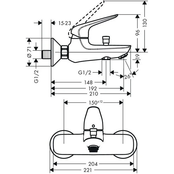 Фото смеситель для ванны hansgrohe novus loop 71340000