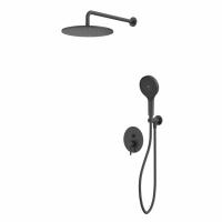 Душевой набор со встроенным смесителем и верхним душем Whitecross Y  YSET04TOPBL, цвет: черный