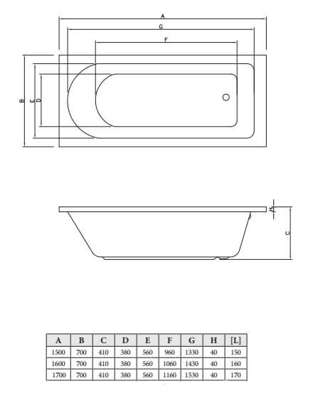 Фото акриловая ванна c-bath rea 170x70 см cbq002003