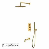 Душевой набор со встроенным смесителем и верхним душем Whitecross Y YSET11GL, цвет: золото