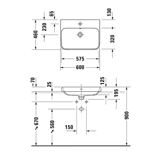 Фото раковина накладная duravit happy d.2 plus  60 см 2360601300