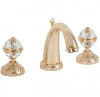 Смеситель для раковины на 3 отверстия Migliore Cristalia New, цвет: золото (ручки Swarovski) 27184