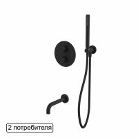 Душевой набор со встроенным смесителем и верхним душем Whitecross Y YSET10BL, цвет: черный