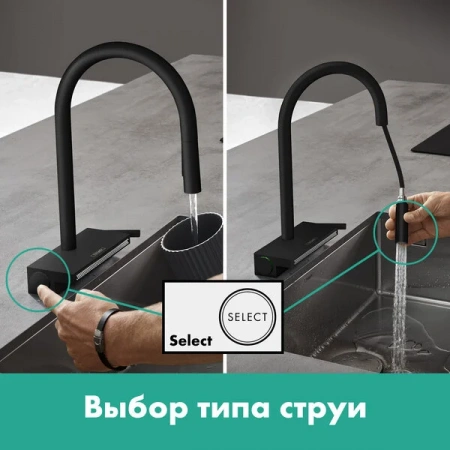 Фото смеситель для кухонной мойки hansgrohe aquno select 73831000