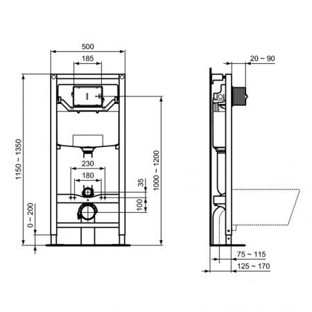Фото унитаз с инсталляцией ideal standard prosys strada ii aquablade p387001