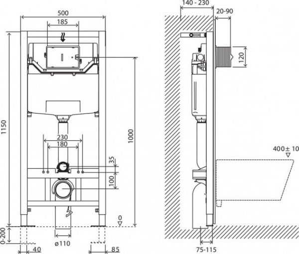 Фото инсталляция для унитаза belbagno bb001-120