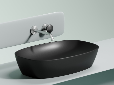Фото раковина накладная ceramicanova element 60 см, цвет: черный cn6049mb