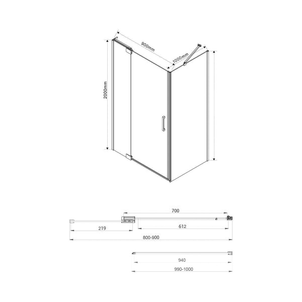 Фото душевой уголок vincea extra 90x100 см vsr-1e809010cl