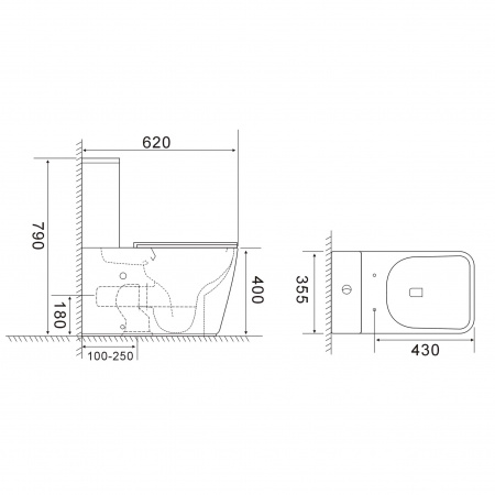 Фото унитаз напольный безободковый акватек optima plus square 62 см aq4451-00