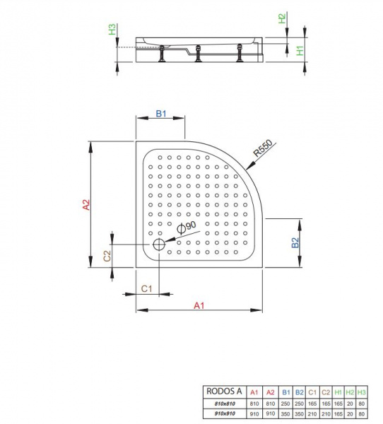Фото поддон акриловый radaway rodos a compact 80 см 4p88155-03