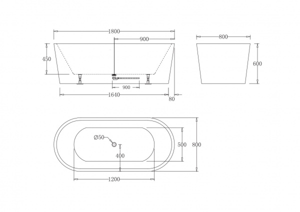 Фото акриловая ванна belbagno bb71-1800-nero-w0 180x80 см