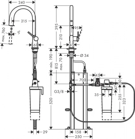 Фото смеситель для кухонной мойки hansgrohe aqittura 76801800