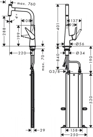 Фото смеситель для кухонной мойки hansgrohe talis select 73853000