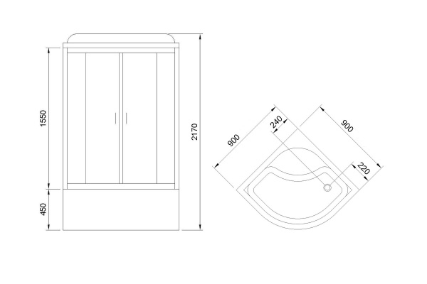 Фото душевая кабина royal bath bk rb90bk1-t-ch 90x90 см