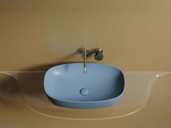 Фото раковина накладная ceramicanova element 60 см, цвет: голубой cn6049ml