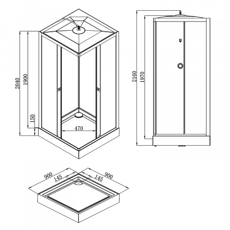 Фото душевая кабина loranto neo 90x90 см cs-22110