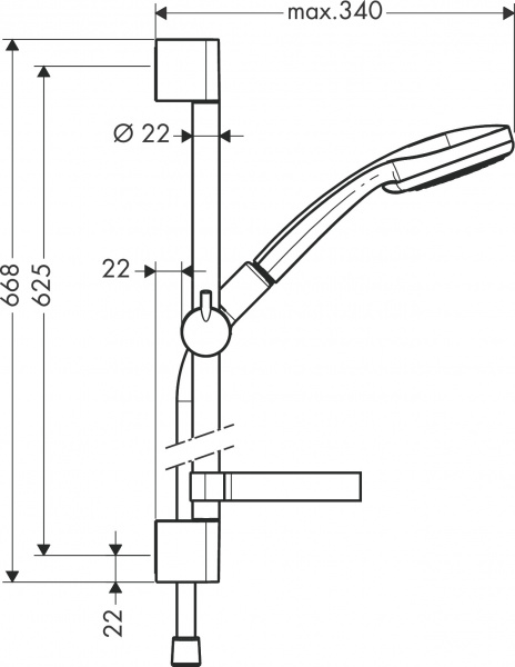 Фото душевой гарнитур hansgrohe croma 100 mono 1jet 27717000