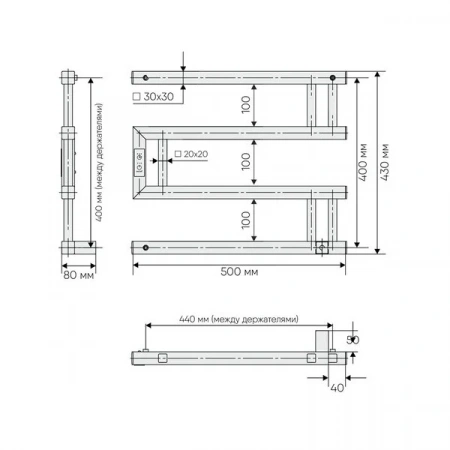 Фото электрический полотенцесушитель indigo muza 40/50 dgm40-50gfmrt