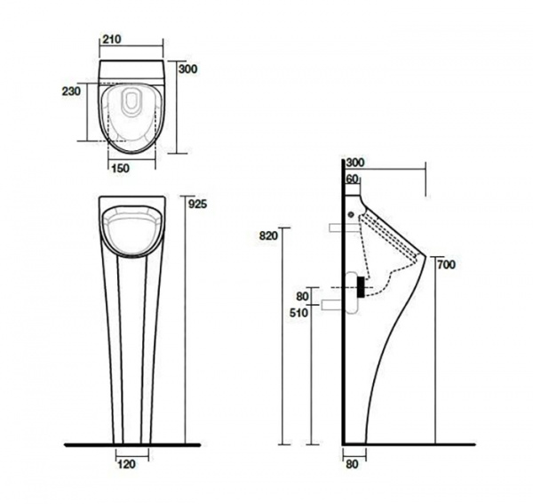 Фото напольный писсуар kerasan aquatech 30 см 373001