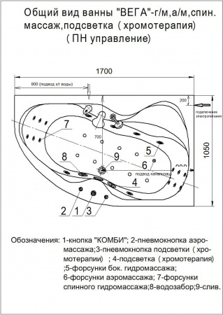 Фото акриловая ванна акватек вега 170x105 см l veg170-0000073