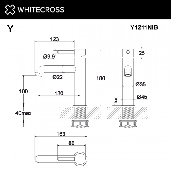 Фото смеситель для раковины whitecross y y1211nib, цвет: никель брашированный