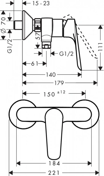 Фото смеситель для душа hansgrohe logis e 71610000_vstvo