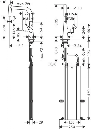 Фото смеситель для кухонной мойки hansgrohe metris 73823000
