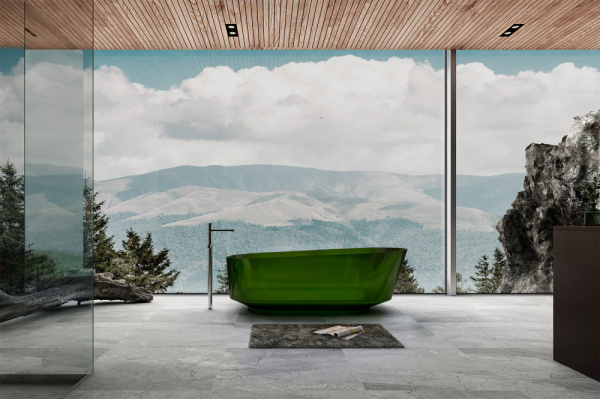 Фото ванна из полиэфирной смолы abber kristall 170x80 см at9706emerald зеленая