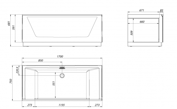 Фото акриловая ванна 1marka aima neo 170x75 см 01нео1775с1с