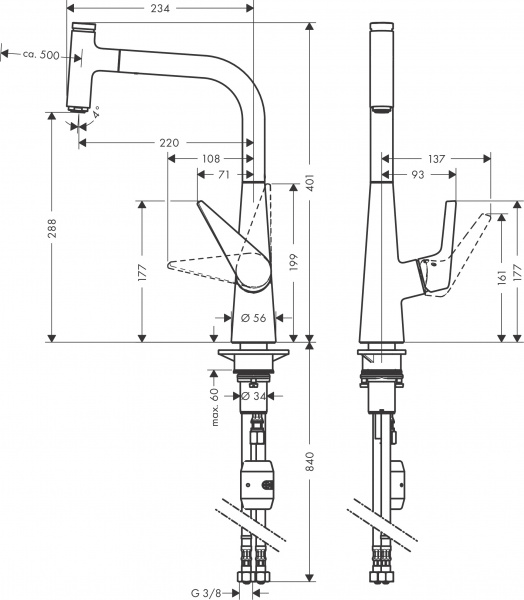 Фото смеситель для кухни hansgrohe talis select s 72821800