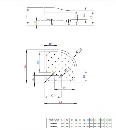 Фото поддон акриловый radaway korfu a 90 см 4s99400-03
