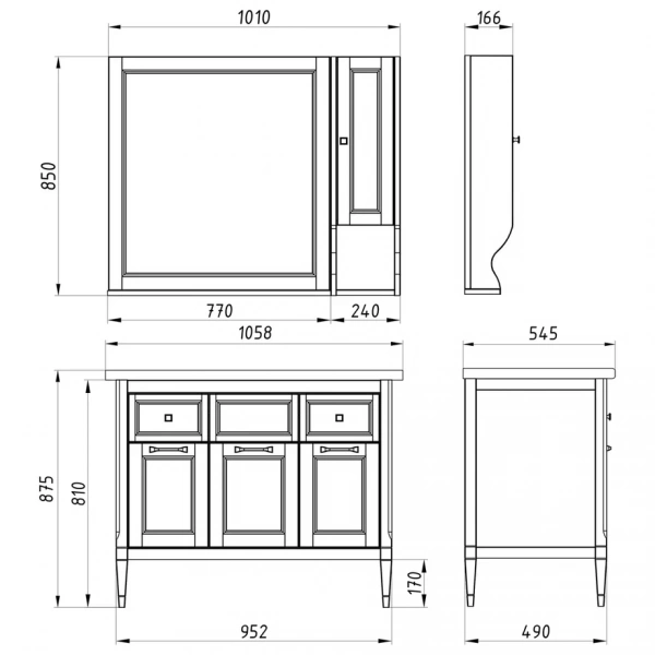 Фото тумба под раковину asb woodline гранда 105 см, цвет: grigio 11486 гр