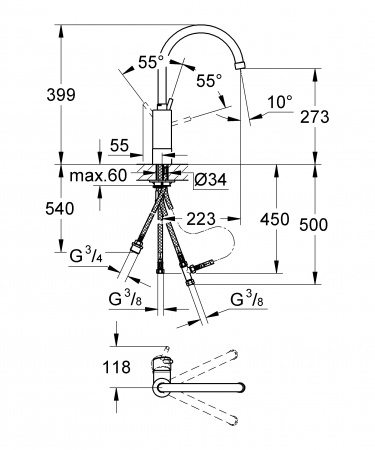 Фото смеситель для кухни grohe concetto new 32666001