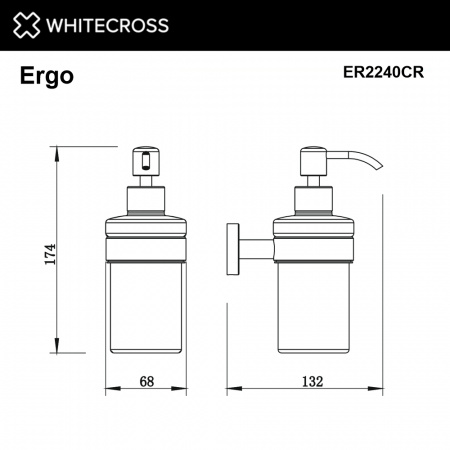 Фото дозаторы для жидкого мыла whitecross ergo er2240cr, цвет: хром