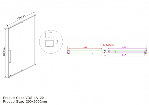 Фото душевая дверь vincea arno 120 см vps-1a120cg