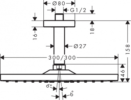 Фото верхний душ hansgrohe raindance e 300 air 1jet 26250000