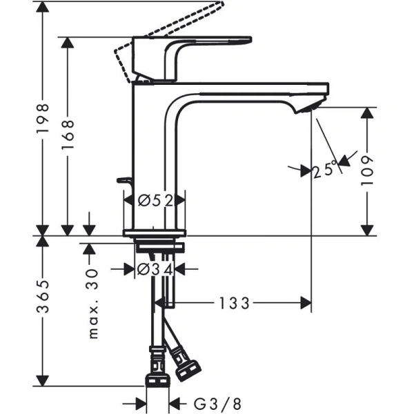 Фото смеситель для раковины hansgrohe rebris s 72588000