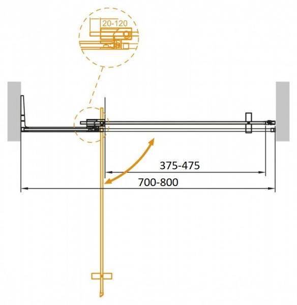Фото душевая дверь cezares slider-b-1-70/80-br-cr 70 см
