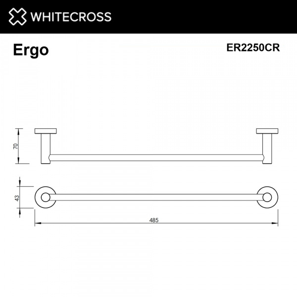 Фото полотенцедержатель 45 см whitecross ergo er2250cr, цвет: хром