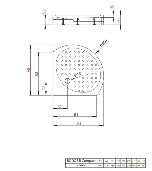 Фото поддон акриловый radaway rodos b compact 90x90 см 4d99155-03