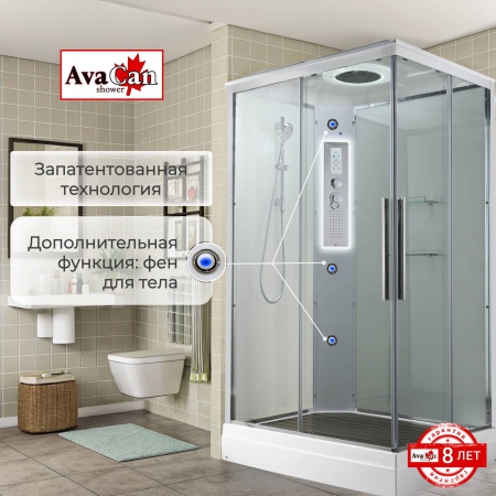Фото душевая кабина avacan k2090led 90x90 см