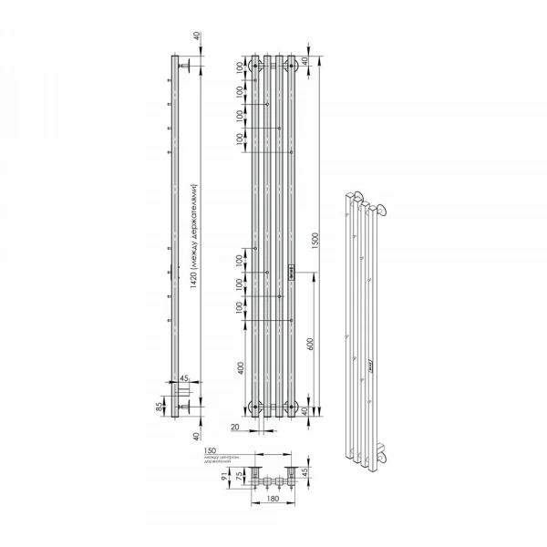 Фото электрический полотенцесушитель indigo  style 4 pro 150/18 lspre150-18wmrt