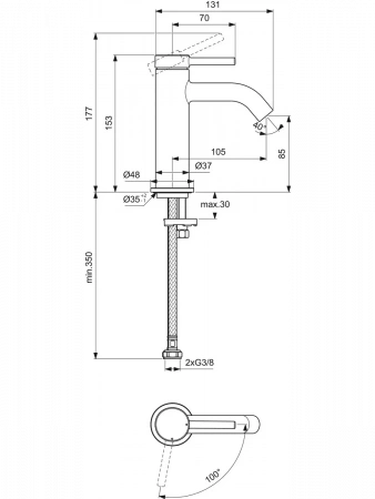 Фото смеситель для раковины ideal standard cerafine nuovo bd757xg