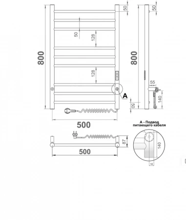 Фото электрический полотенцесушитель indigo line trinity 80/50 lсlte80-50abert