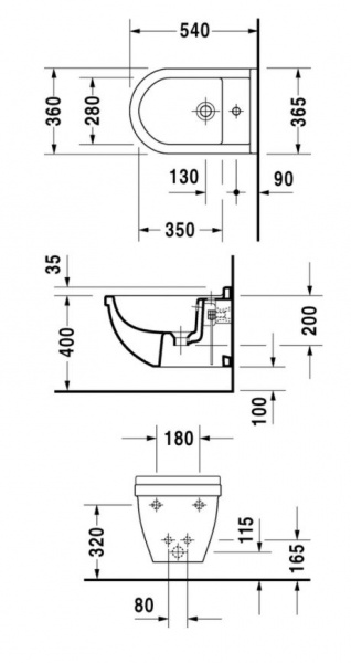 Фото биде подвесное duravit starck 3 54 см 2280150000