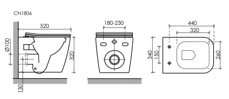 Фото унитаз подвесной, безободковый ceramicanova cubic cn1806
