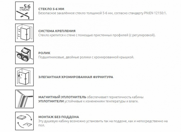 Фото душевая дверь radaway premium plus dwd 180 см 33373-01-06n