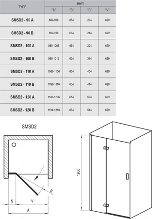 Фото душевая дверь ravak smartline smsd2-100 100 см 0slaba00z1