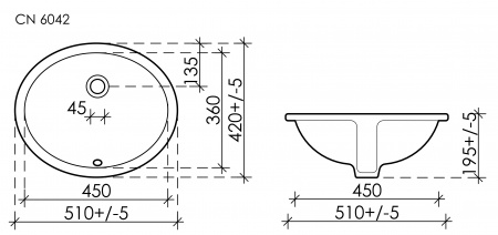 Фото раковина встраиваемая ceramicanova element 51 см, цвет: белый cn6042