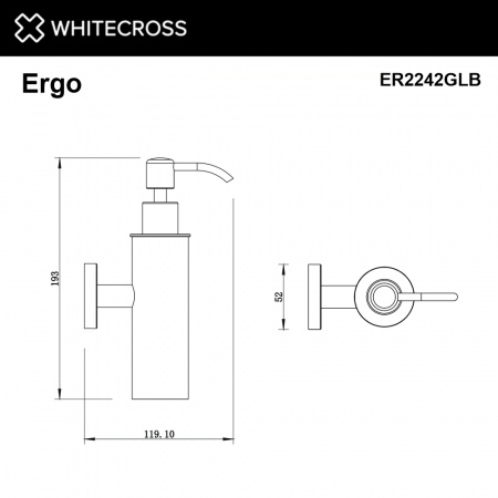 Фото дозаторы для жидкого мыла whitecross ergo er2242glb, цвет: золото брашированное